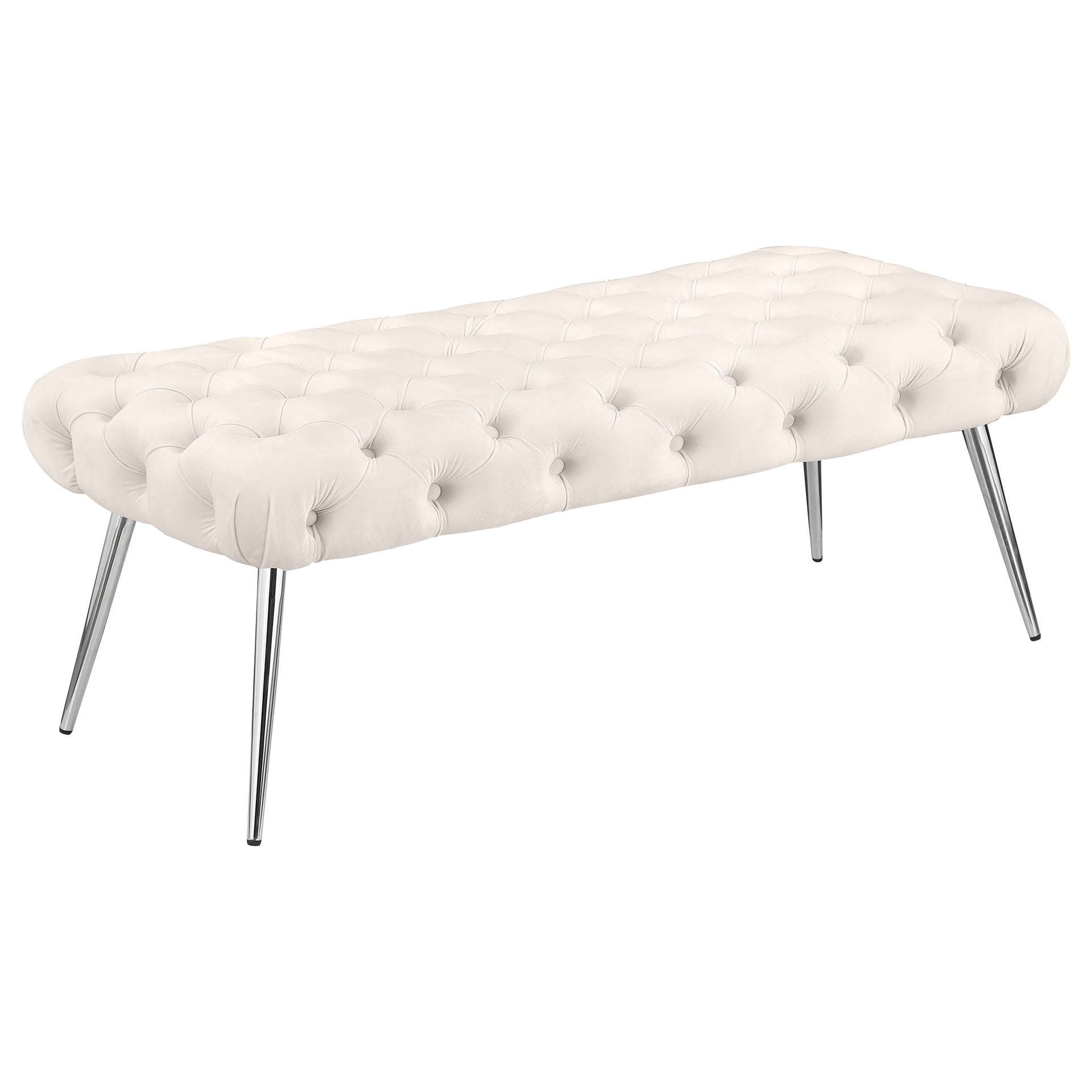 Galiano Ivory Upholstered Tufted Bench