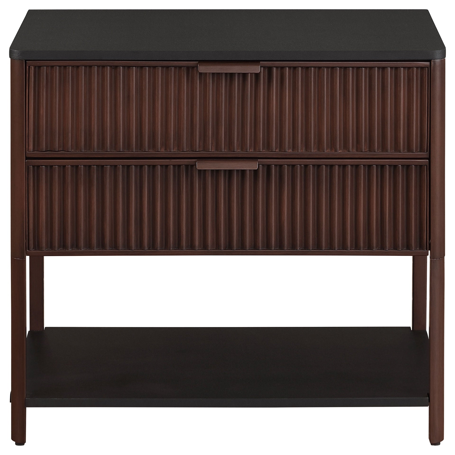 Tova Rust Brown 2-drawer Side Table with Shelf
