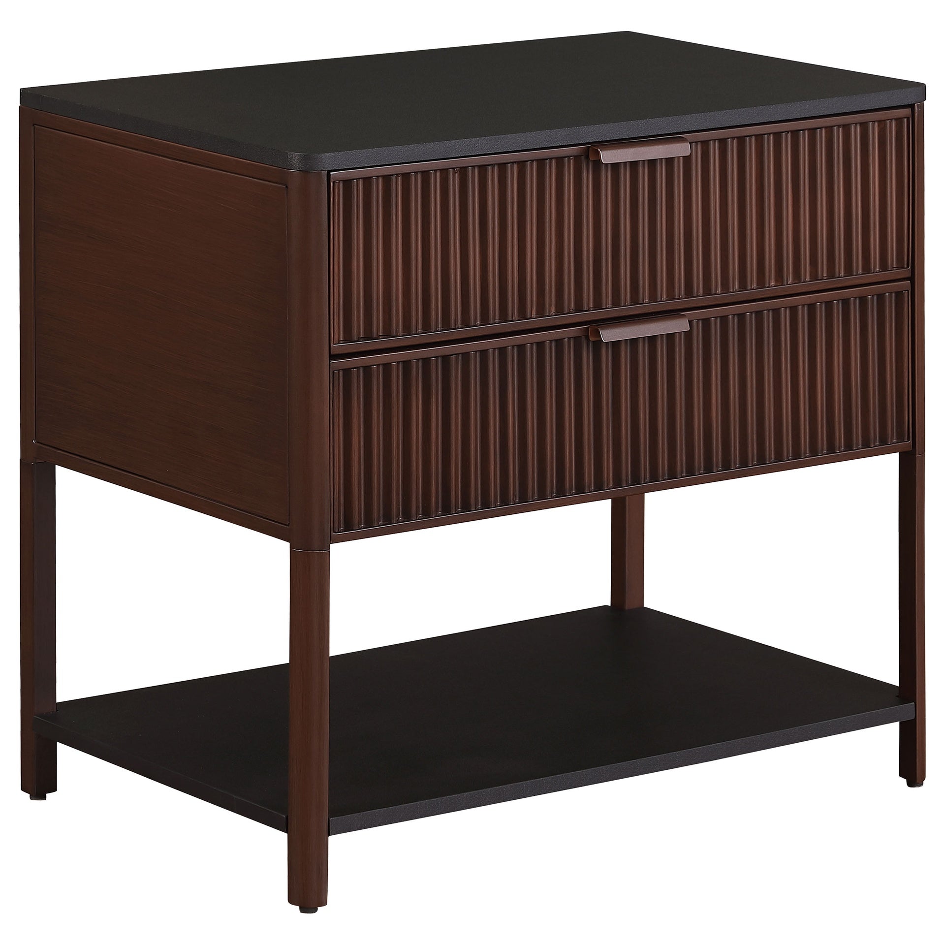 Tova Rust Brown 2-drawer Side Table with Shelf