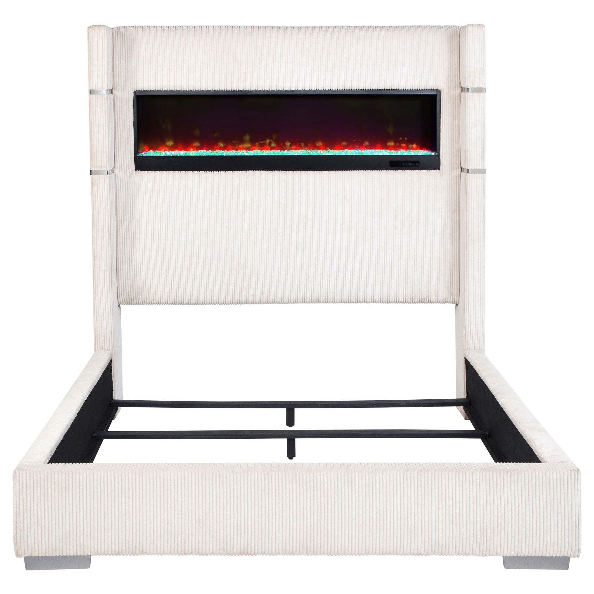 Judah Cream Upholstered Queen Flame Visualizer Bed