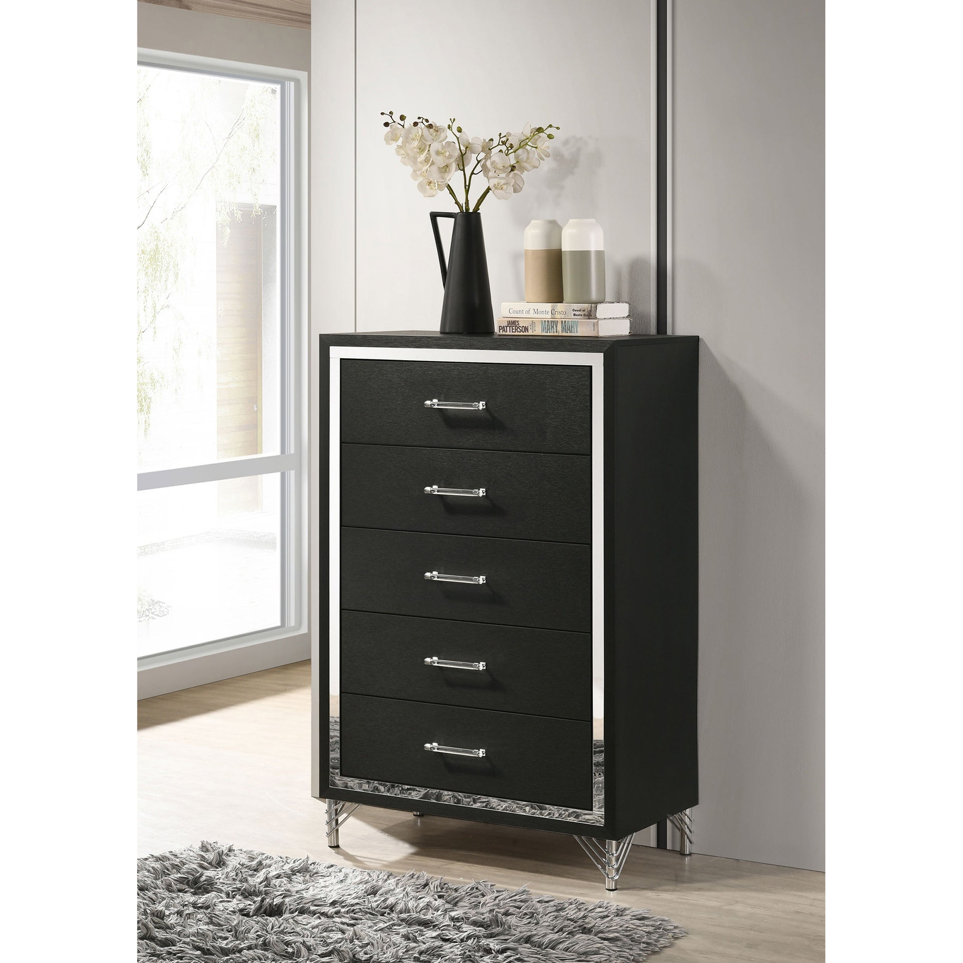 Malcolm Black 5-drawer Bedroom Chest