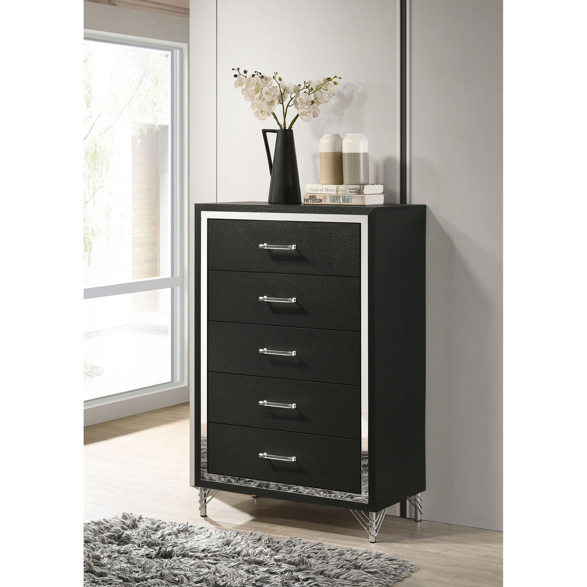 Malcolm Black 5-drawer Bedroom Chest