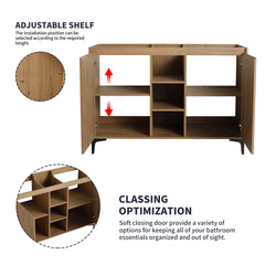 Soft Close Doors & Open Storage Rack, 48 Inch Freestanding Bathroom Vanity, Plywood (Vanity Only, Excluding Sink)