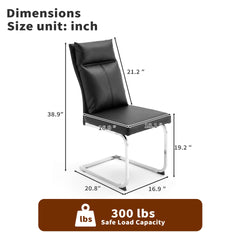 Dining chair set (2 pieces) modern leather imitation soft cushion dining chair, with soft cushion backrest and electroplated legs, suitable for kitchen/living room/dining room,Black
