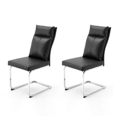 Dining chair set (2 pieces) modern leather imitation soft cushion dining chair, with soft cushion backrest and electroplated legs, suitable for kitchen/living room/dining room,Black