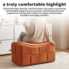Ottoman Foot Rest Soft and Comfortable Ottoman Square Corduroy Woven Design Sofa Stool Brown