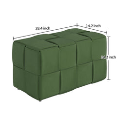 Ottoman Foot Rest Soft and Comfortable Ottoman Square Corduroy Woven Design Sofa Stool Green