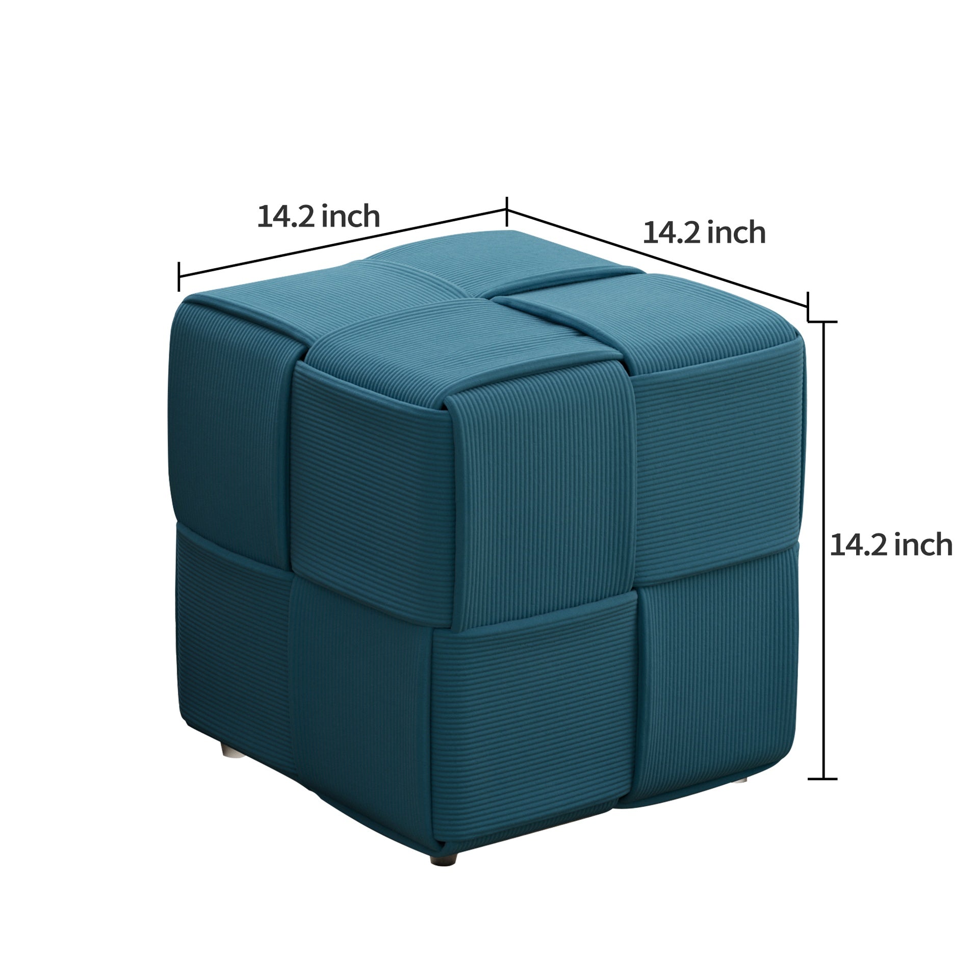 Ottoman Foot Rest Soft and Comfortable Ottoman Square Corduroy Woven Design Sofa Stool biue