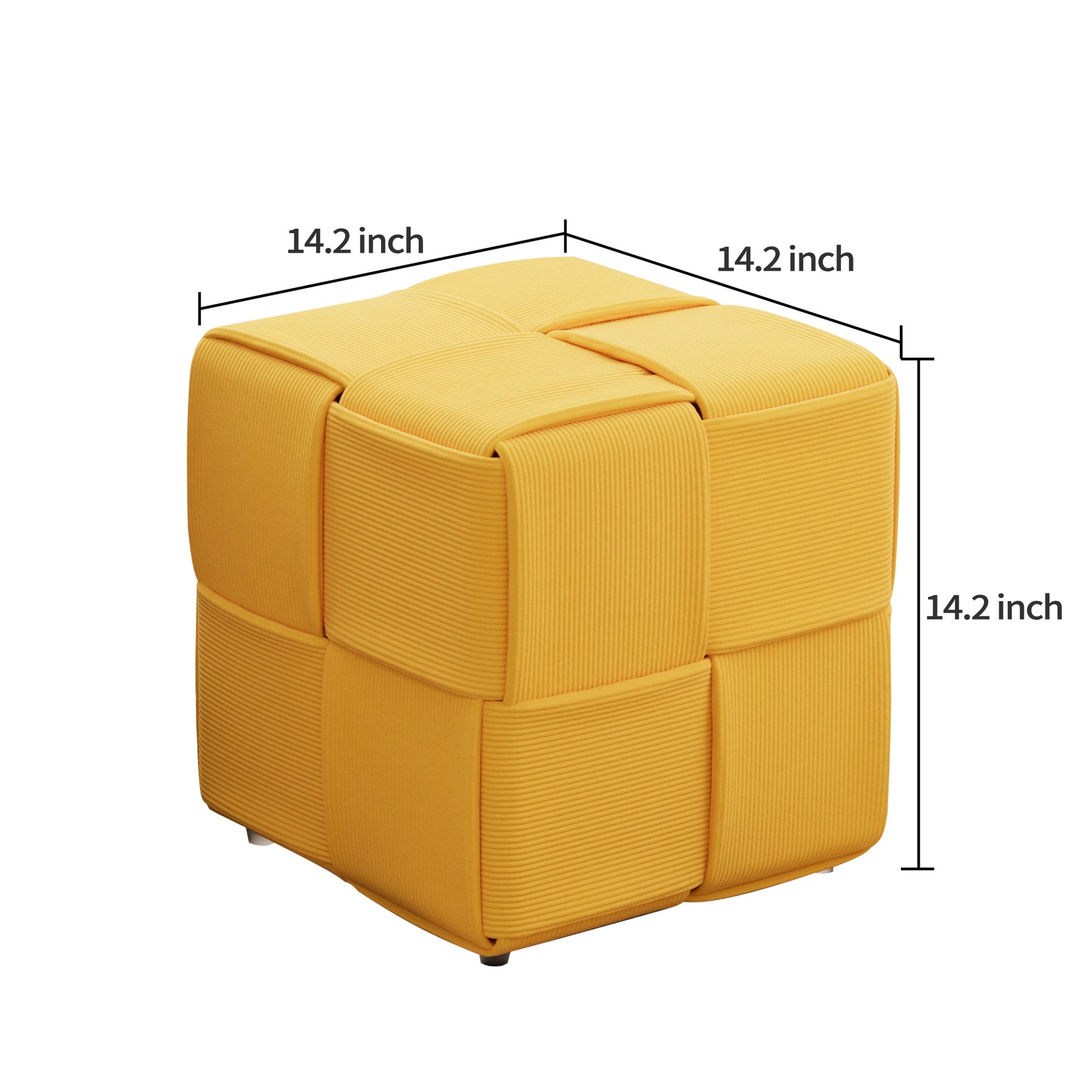 Ottoman Foot Rest Soft and Comfortable Ottoman Square Corduroy Woven Design Sofa Stool yellow