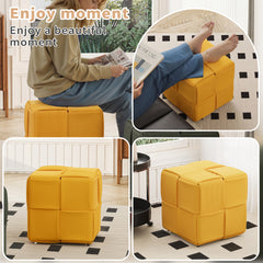 Ottoman Foot Rest Soft and Comfortable Ottoman Square Corduroy Woven Design Sofa Stool yellow