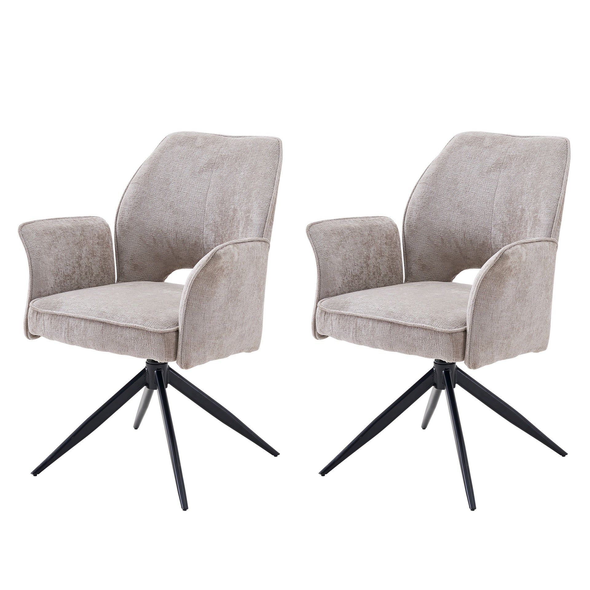 Fabric dining chair set of 2 modern soft cushioned rotating dining chairs, comfortable backrest armchair, kitchen/living room/home office wheelchair,Gray