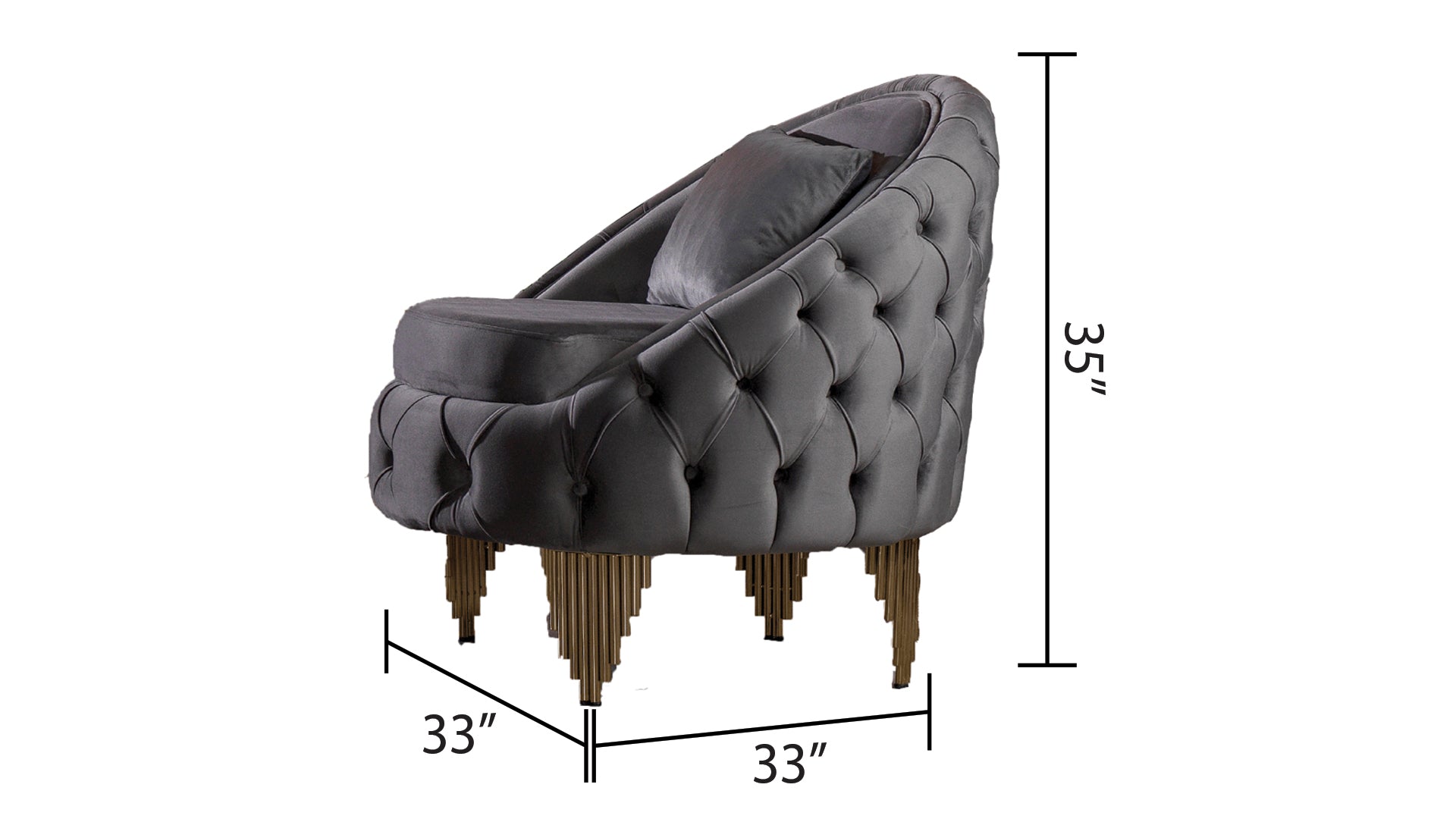 Chair with Fabric button-tufted velvet upholstery Finish in Grey      same asG150109206  (B is NJ inventory, G is CA inventory,)