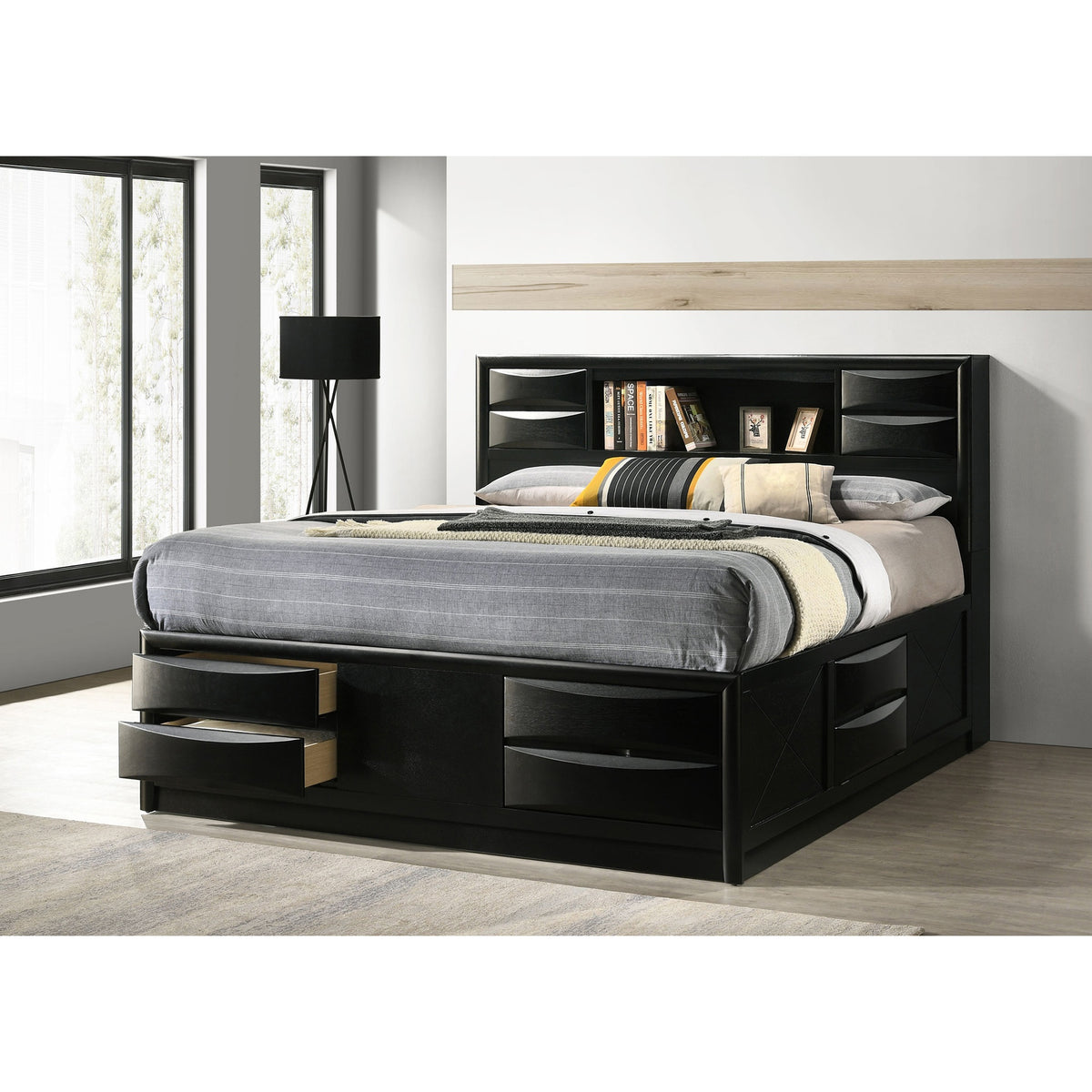 Jazz Black California King Storage Bed