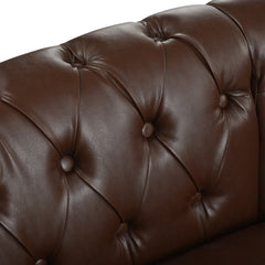 Sectional Sofa Couch for Living Room, L Shaped Reversible Modern Chesterfield Sofa with Rolled Arms and Nailhead, 5 Seat Tufted Couch for Small or Large Space(Dark Brown) PU Leather