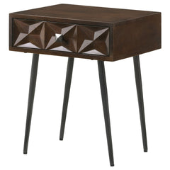 Gibson Coffee Brown 1-drawer Rectangular Side Table