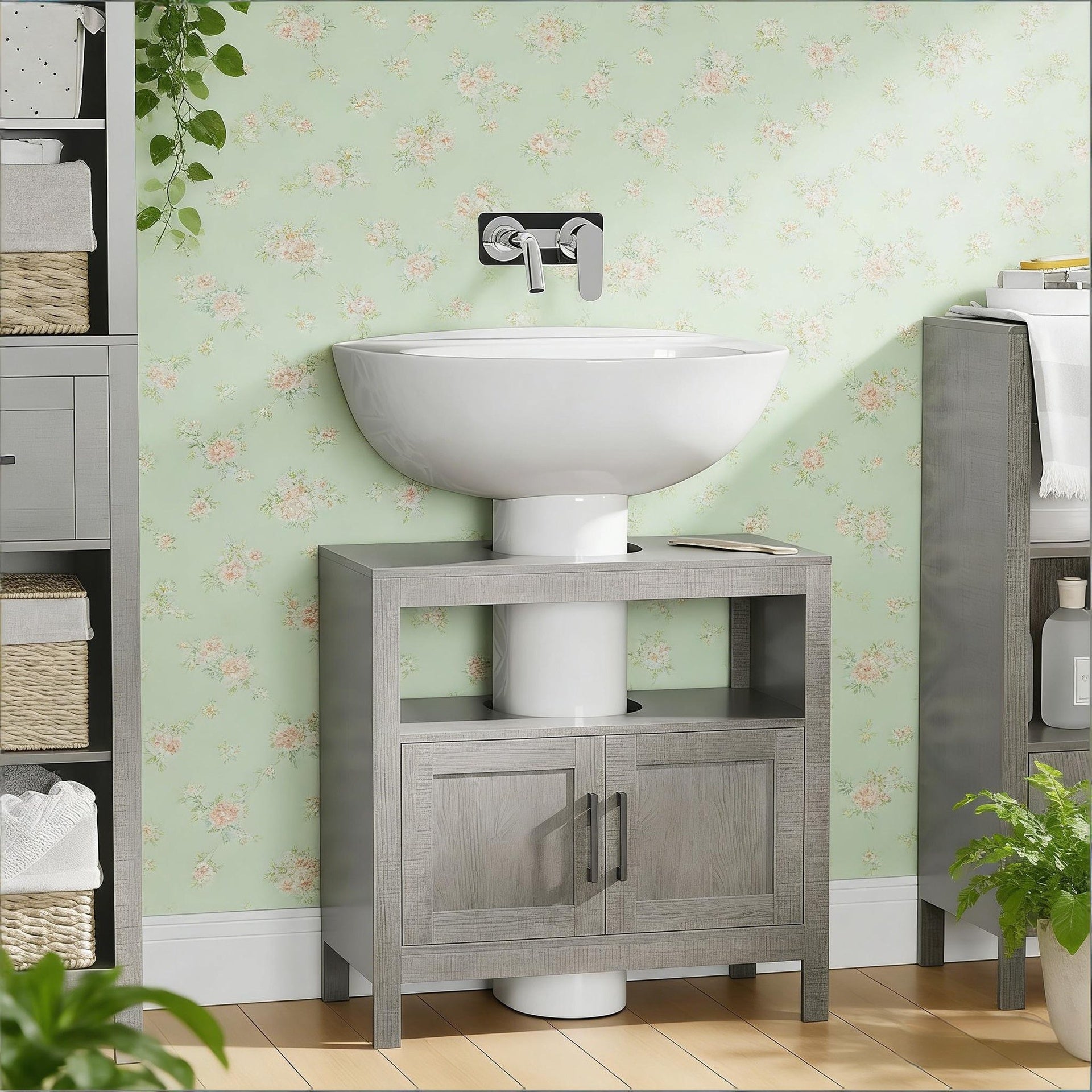 Bathroom Under Sink Cabinet,Pedestal Sink Storage Cabinet