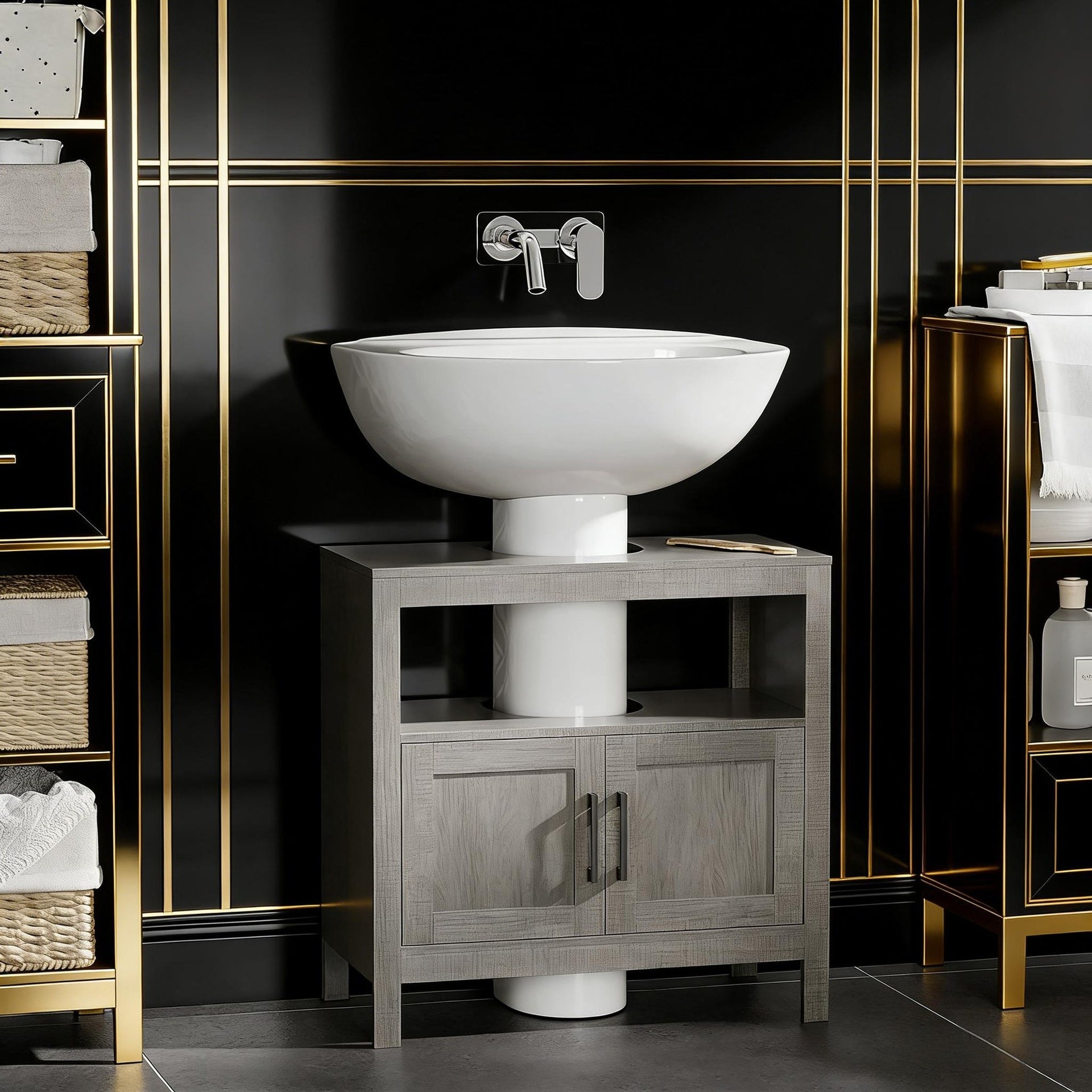 Bathroom Under Sink Cabinet,Pedestal Sink Storage Cabinet