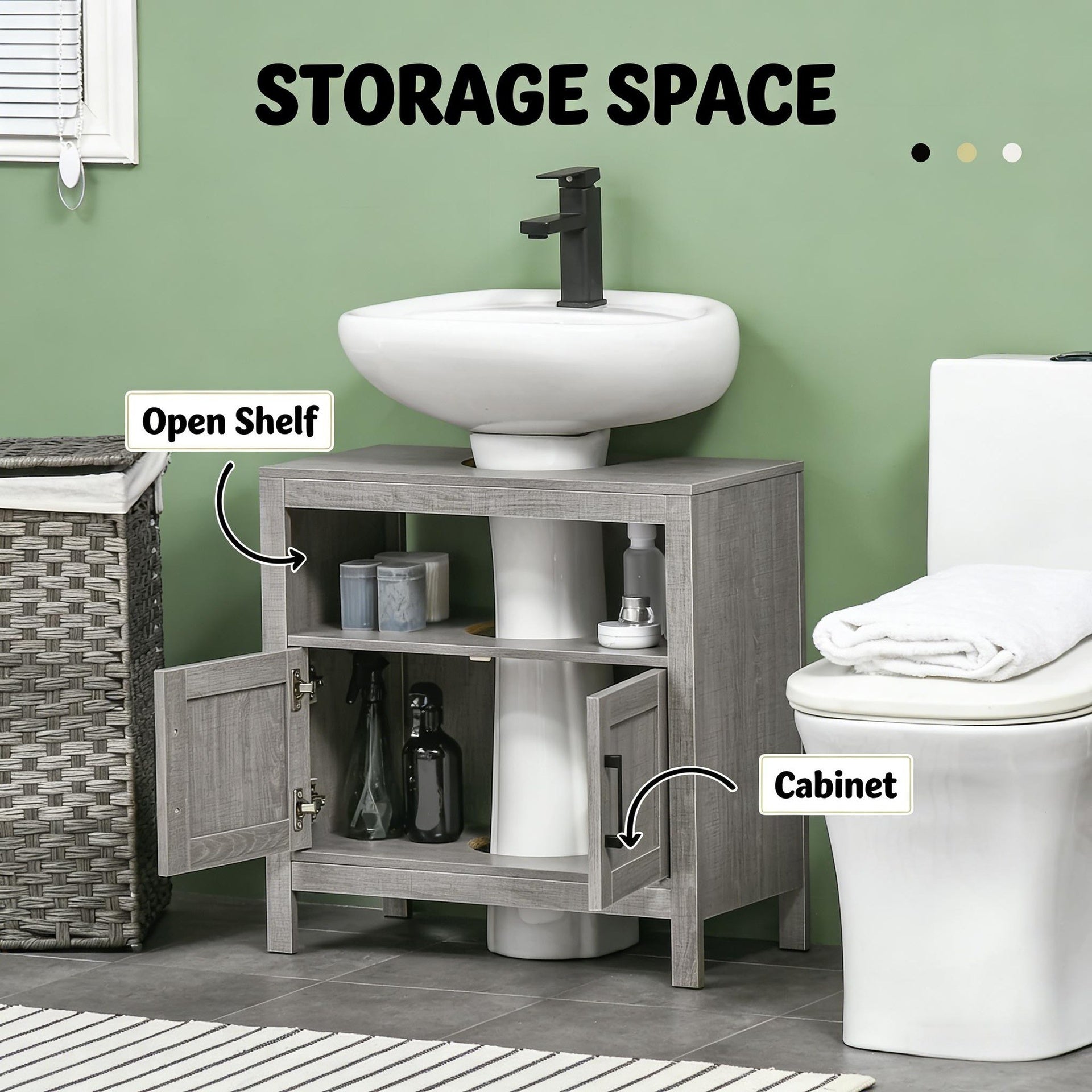 Bathroom Under Sink Cabinet,Pedestal Sink Storage Cabinet