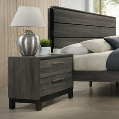 Ioana Wood 2-Drawers Nightstand (Nightstand Only), Antique Grey Finish