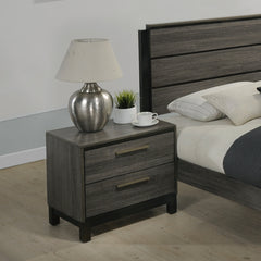 Ioana Wood 2-Drawers Nightstand (Nightstand Only), Antique Grey Finish