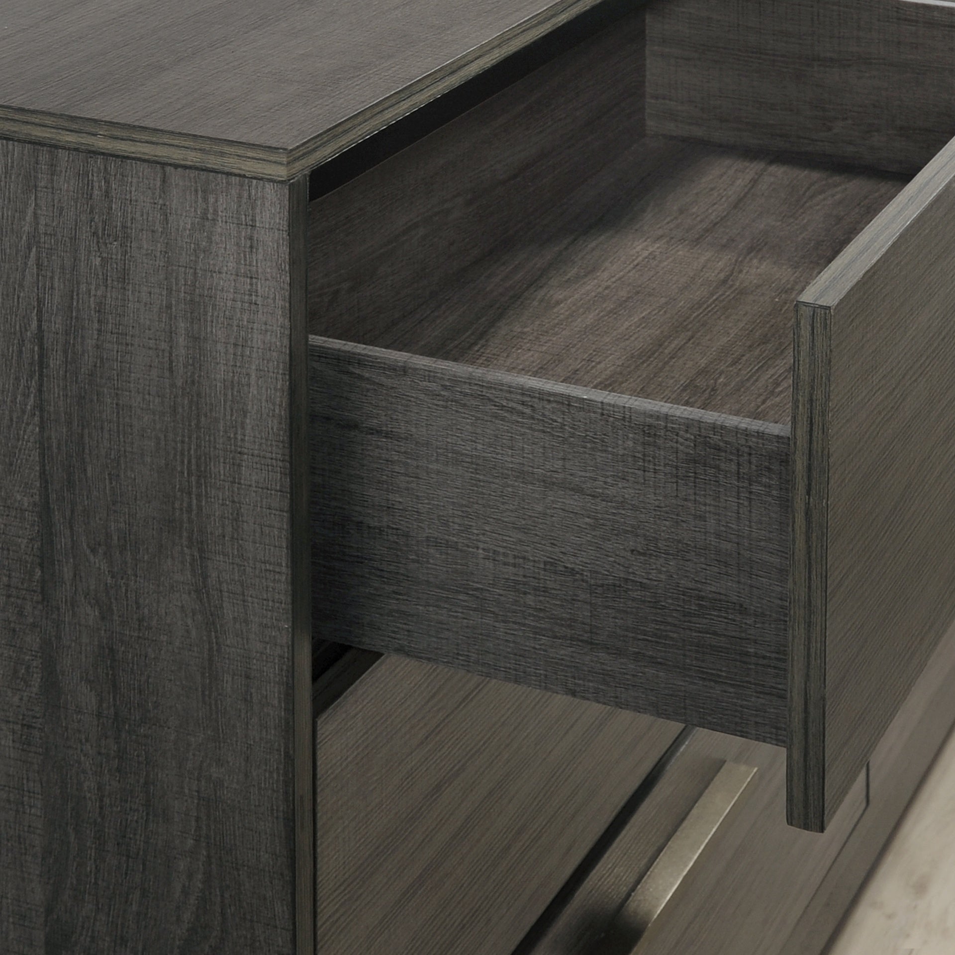 Ioana Wood 2-Drawers Nightstand (Nightstand Only), Antique Grey Finish