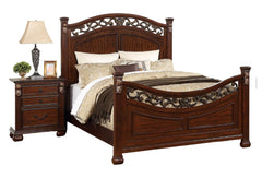 Traditional Style Eastern King Size Bed 1pc Two Panel Bed Bun Feet dark Cherry Finish Bedroom Furniture