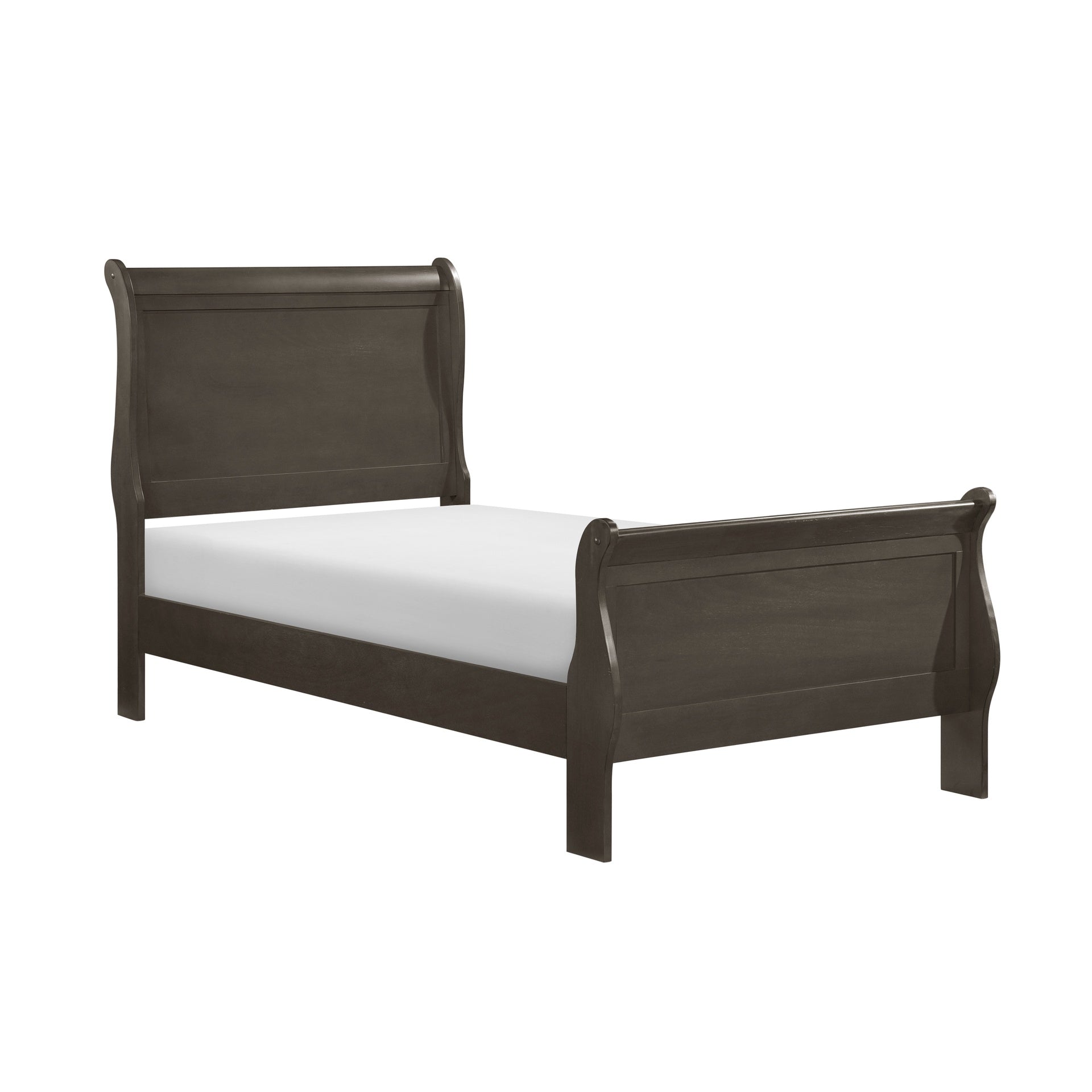 Classic Louis Philipe Style Twin Size Bed 1pc Traditional Design Bedroom Furniture Stained Gray Finish Bed