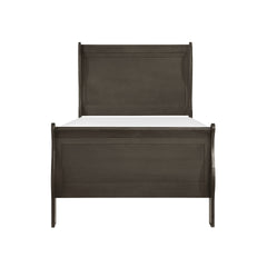 Classic Louis Philipe Style Twin Size Bed 1pc Traditional Design Bedroom Furniture Stained Gray Finish Bed