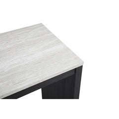 47 in. Faux Marble Sled Counter Height Dining Table (Seat for 2), Wood Frame Bar Table, Black/Beige