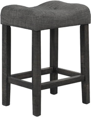 Counter Height Dining Stool Set of 2, Transitional Style Stool with Footrest Tufted Seat Kitchen Bar Stool, Charcoal