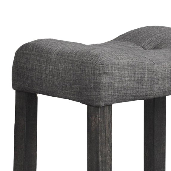 Counter Height Dining Stool Set of 2, Transitional Style Stool with Footrest Tufted Seat Kitchen Bar Stool, Charcoal