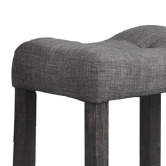 Counter Height Dining Stool Set of 2, Transitional Style Stool with Footrest Tufted Seat Kitchen Bar Stool, Charcoal