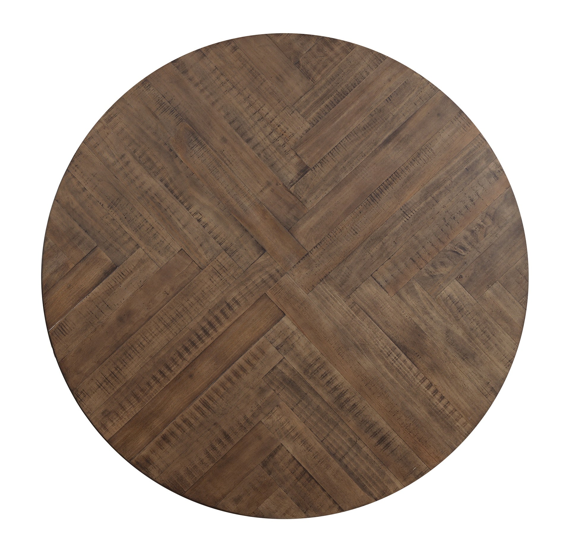 Industrial Style Round Dining Table 1pc Burnished Brown finish and gray metal finish Rustic Style Dining Kitchen Furniture