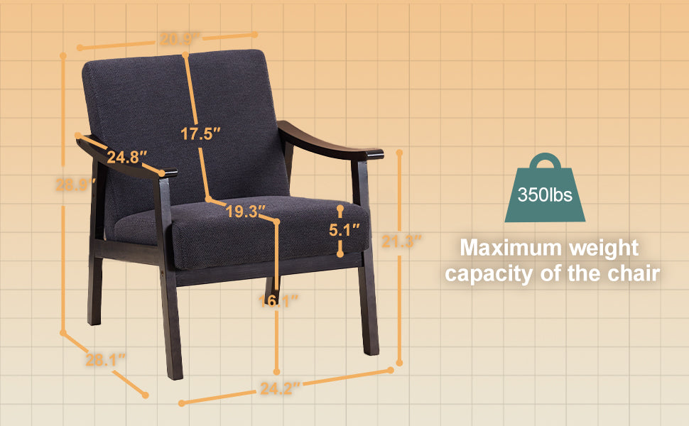 Medieval-inspired modern armchair with high back (Antique Black ) upholstered chair, solid wood legs, leisure reading chair suitable for living room or bedroom.