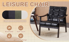 Medieval-inspired modern armchair with high back (Antique Green) upholstered chair, solid wood legs, leisure reading chair suitable for living room or bedroom.