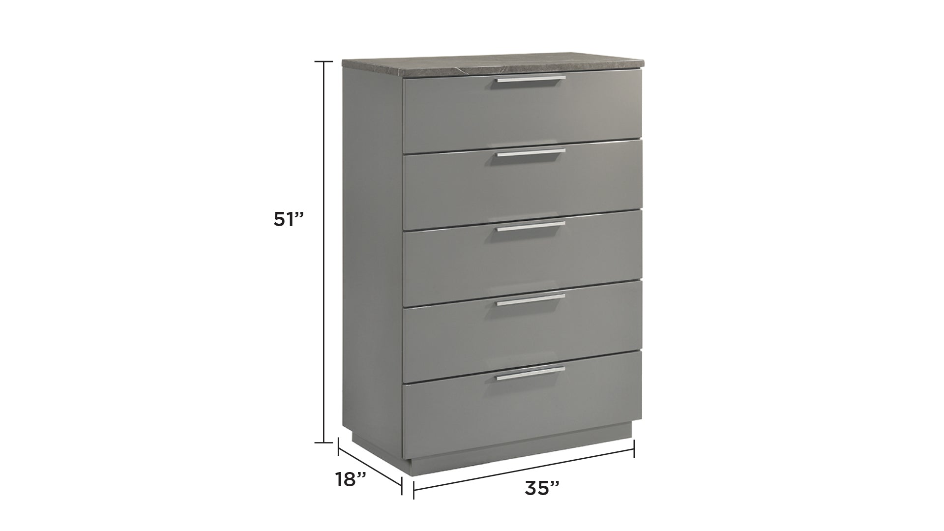 Elara Chest – Two-Tone High-Gloss Marble & Lacquer Finish with Spacious Drawers and Metal-Finished Legs- Gray  same as B009P309300 (CA inventory)