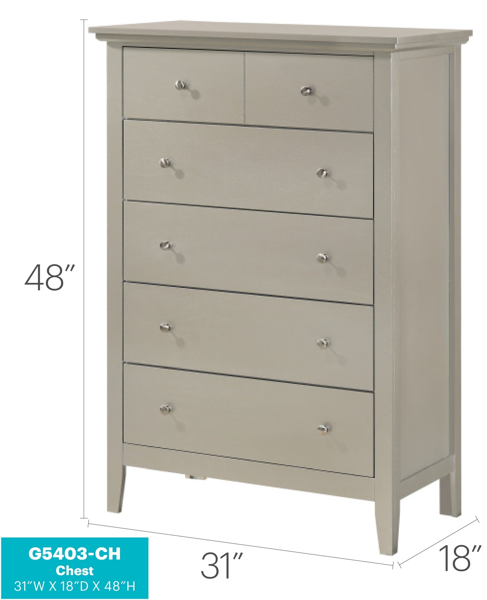 Glory Furniture Hammond G5403-CH Chest , Silver Champagne