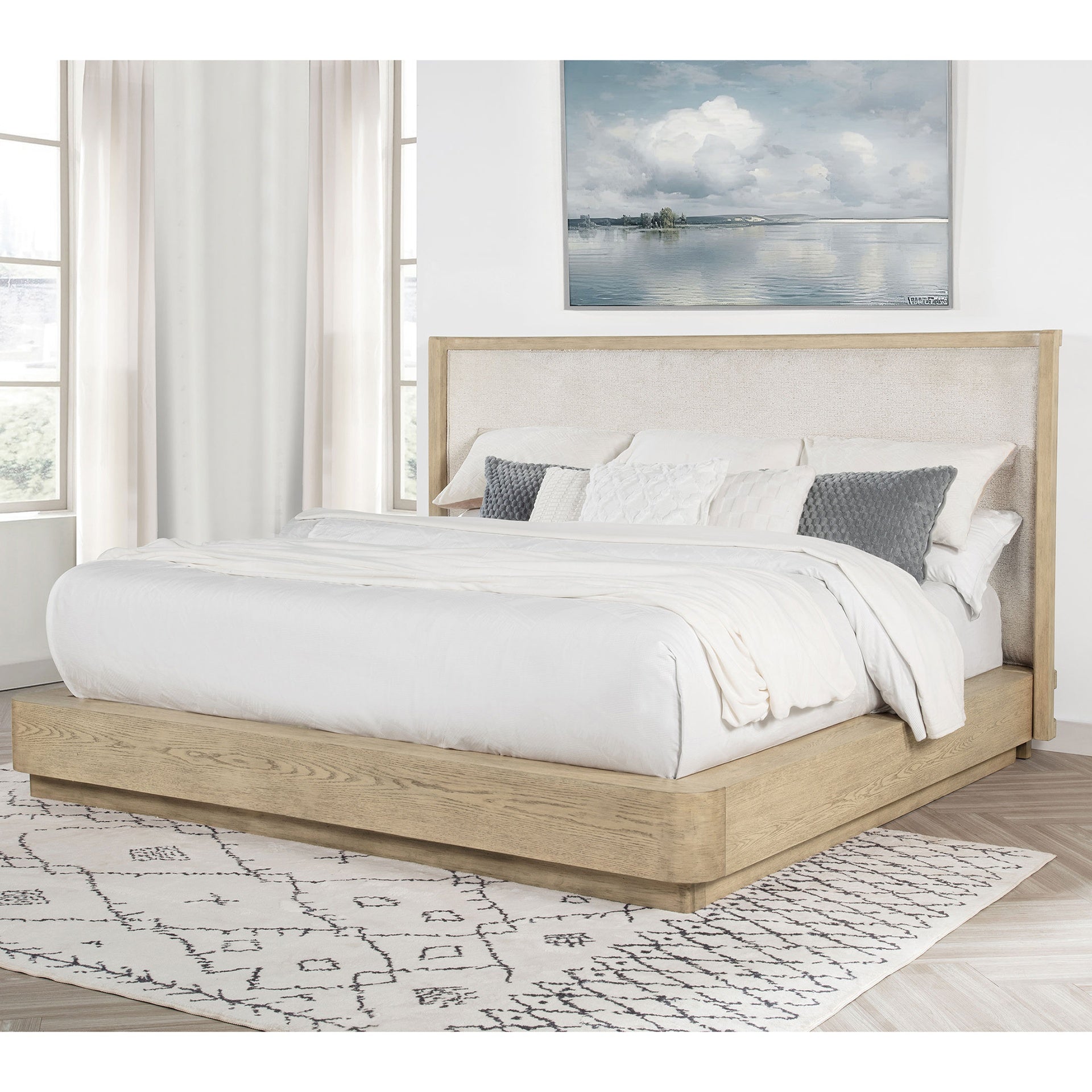 Kimpton Beige Oak Eastern King Wingback Bed