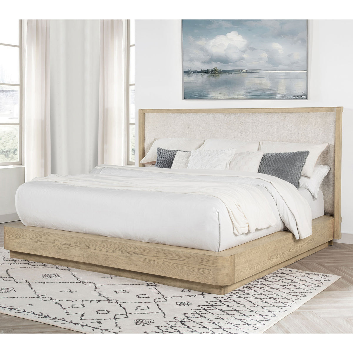 Kimpton Beige Oak Eastern King Wingback Bed