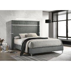 Malcolm Grey Upholstered Eastern King Wingback Bed