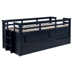 Starboard Navy Blue Twin Captain Bed with Trundle