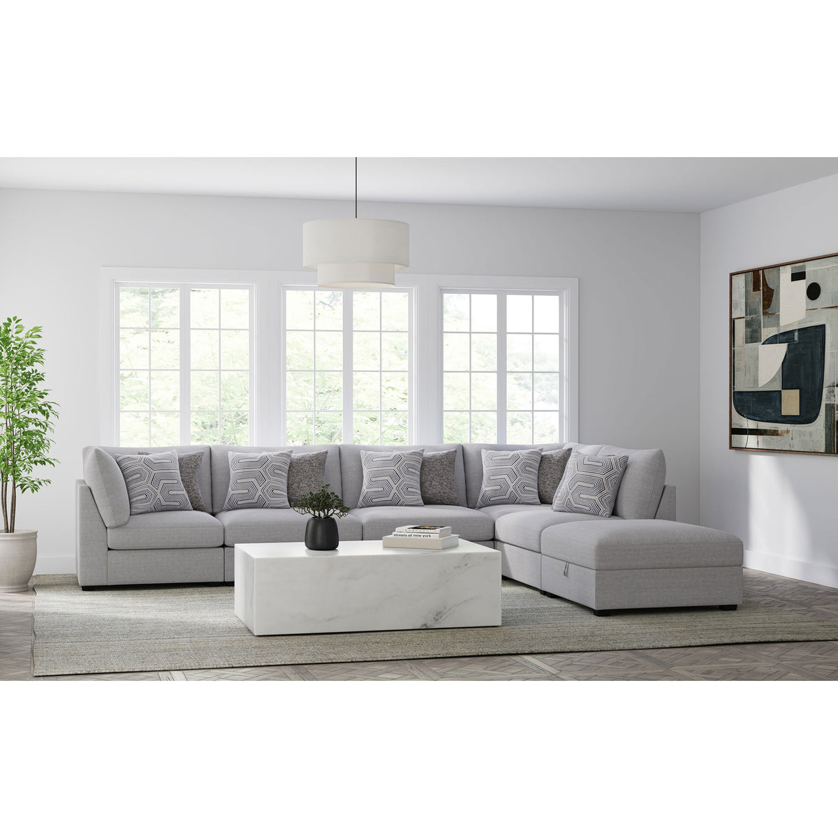 Lafayette Grey 6-piece Upholstered Sectional Sofa