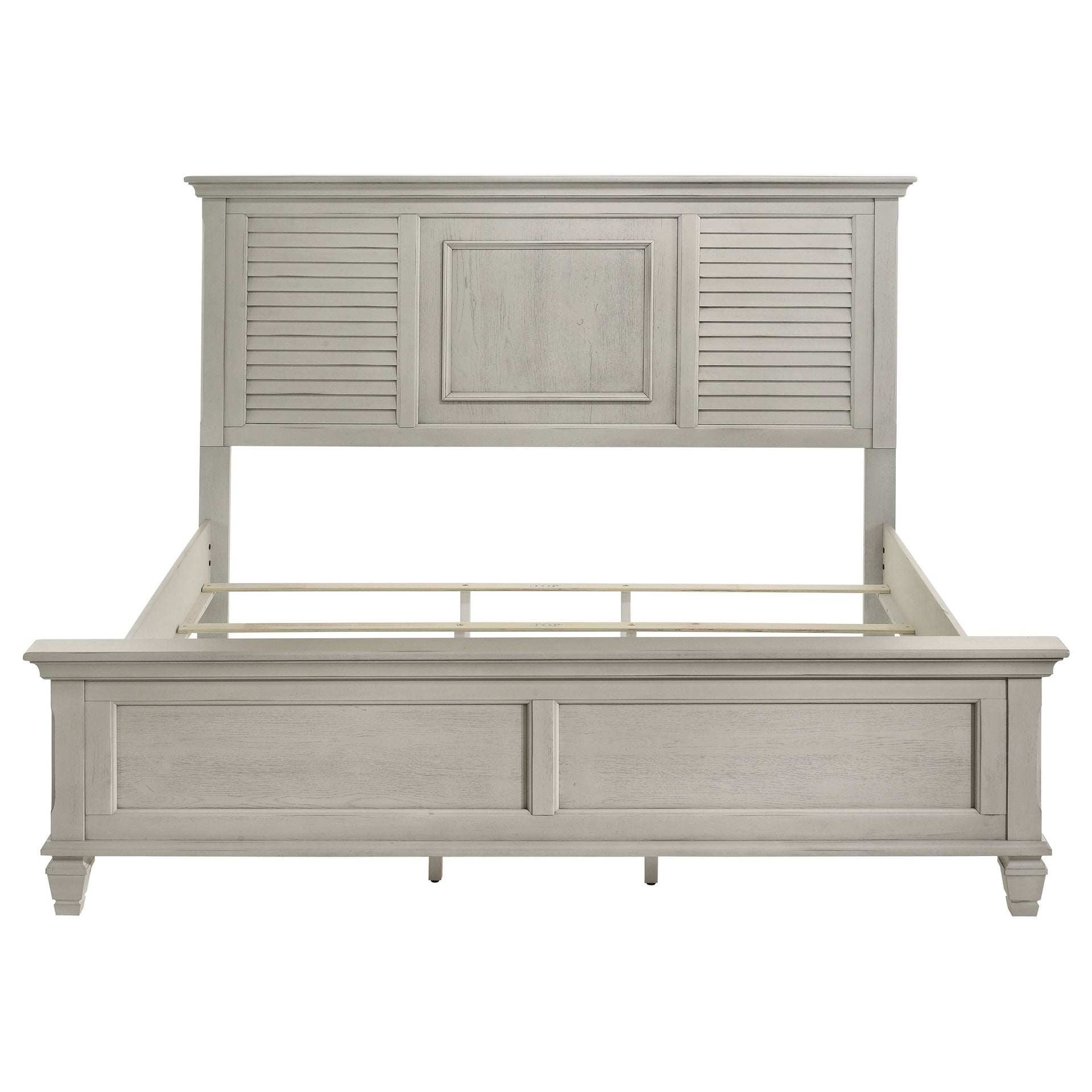 Hazelwood Distressed White Eastern King Panel Bed