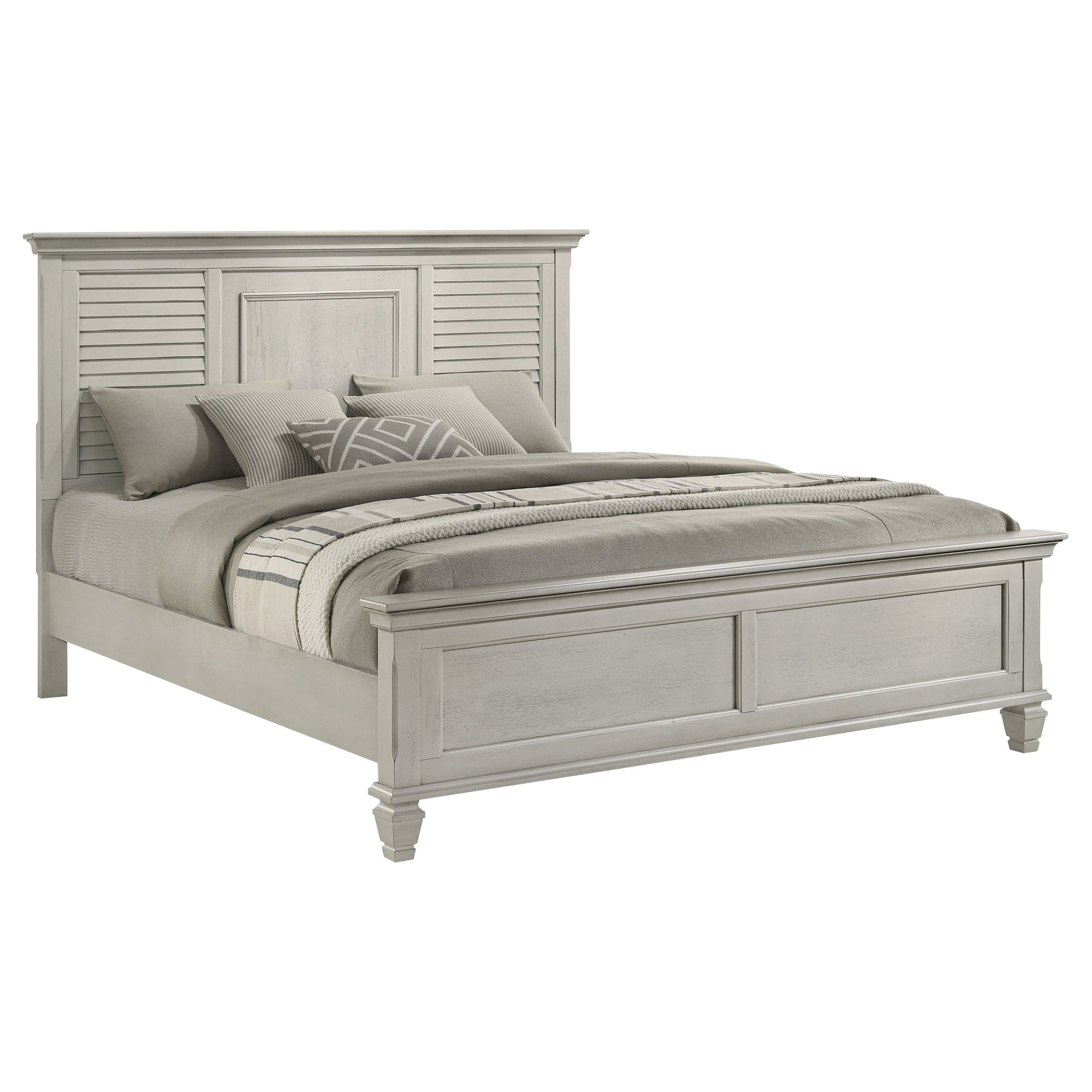 Hazelwood Distressed White Eastern King Panel Bed