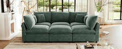 Modern Sectional Sofa Modular Sofa 93.7" U-shaped Sofa Couch Sofa Bed L-shaped Sofa with a Movable Ottoman, Storage Armrests and USB Ports, Green