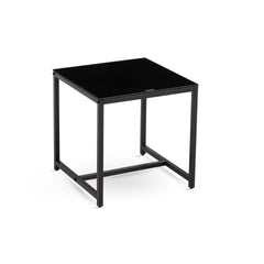 2 Pieces Black Glass Night Stand,MDF SideTable, Small Tea Table, Sofa Table with Metal Leg