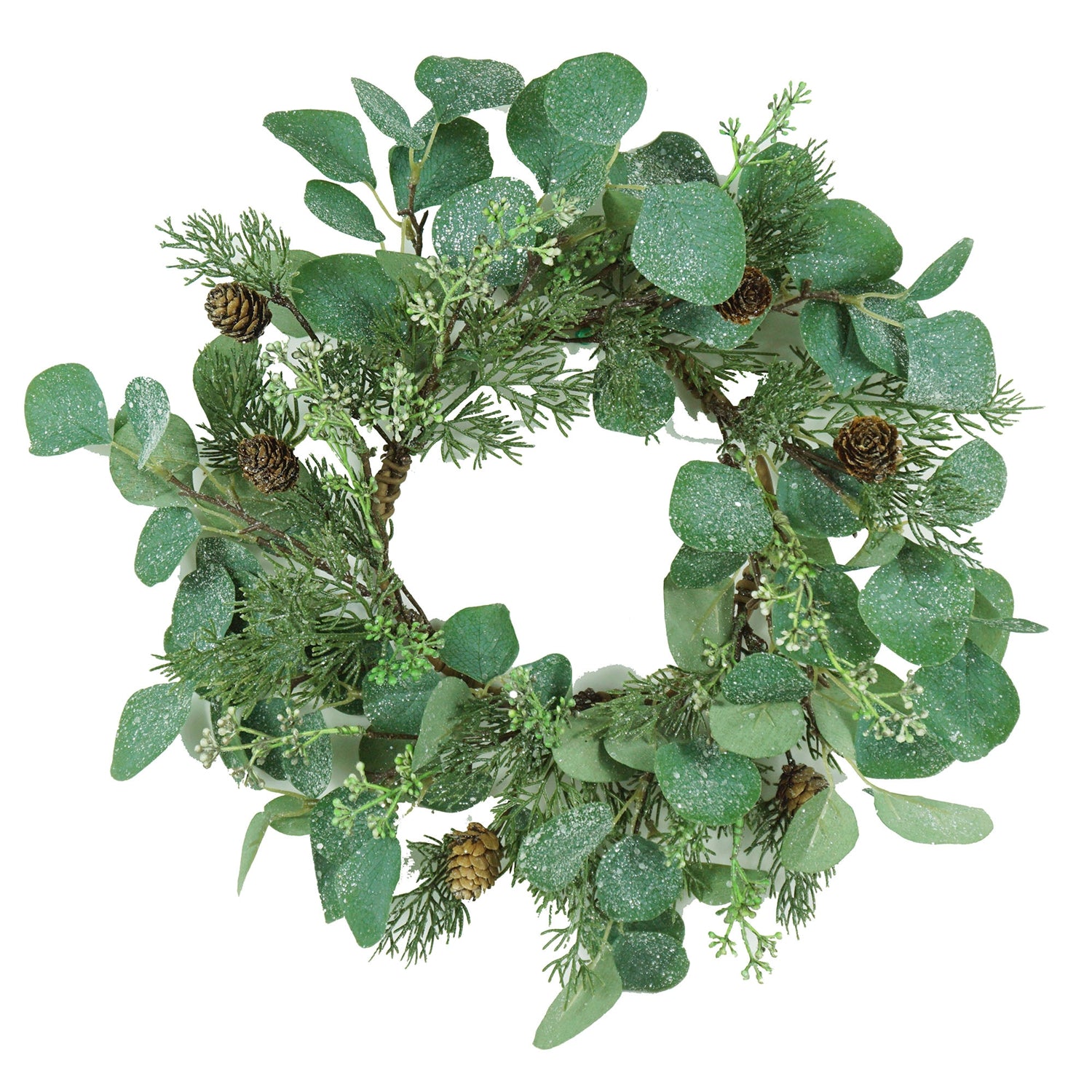 Set of 2, D14.2" Eucalyptus Candle Ring, Green
