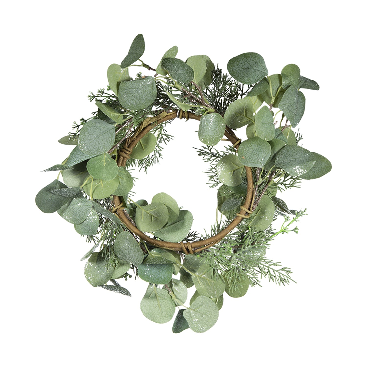 Set of 2, D14.2" Eucalyptus Candle Ring, Green