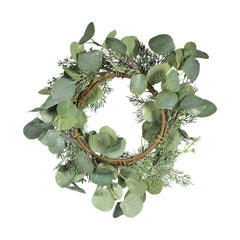Set of 2, D14.2" Eucalyptus Candle Ring, Green
