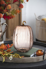 8.5x8.5x13" Orange Glass Pumpkin, Pumpkin Ornament Decor for Holiday Harvest Festival Fall Festival & Thanksgiving